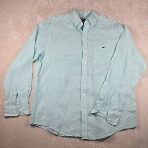 Vineyard Vines Linen Tucker Shirt L Blue Stripe – Stain